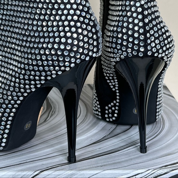 Jeffrey Campbell Rhinestone Suede Heeled Bootie - Picture 10 of 12
